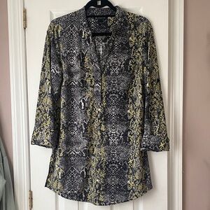 INC International Concepts Snake Print Blouse - Black and Yellow